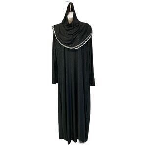 Womens Abaya Dress Black XXL Middle East Arabian Long Sleeve Maxi Dress w/ Hijab